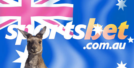 Australian flag with kangaroo and Sportsbet logo
