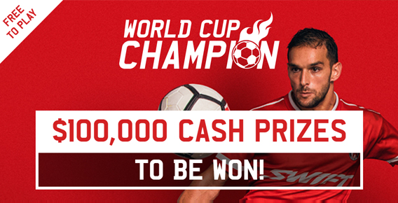 Advertisement for Ladbrokes free-to-play World Cup Champion game created by Genius Games